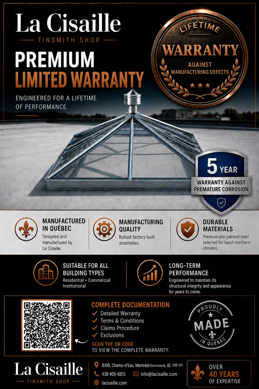 La Cisaille Premium Warranty: lifetime against manufacturing defects, 5 years against corrosion