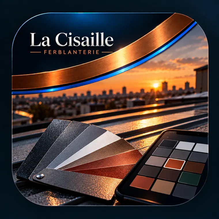 Sélecteur de couleur : échantillons de métal et palette sur téléphone