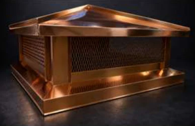 Capuchon de cheminée en cuivre à toit pyramidal