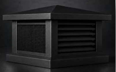 Enceinte de cheminée noire à persiennes et grillage